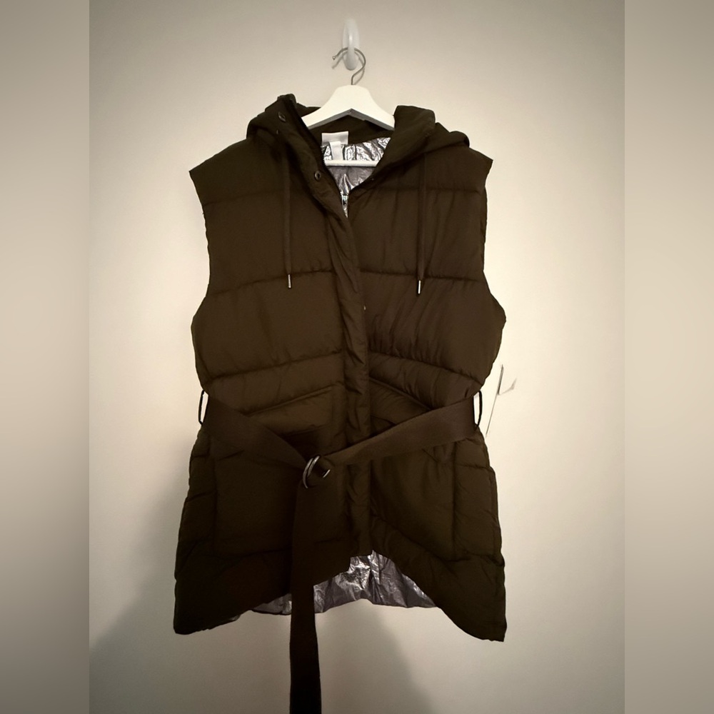 Zella Hooded Puffer Vest - Olive Green